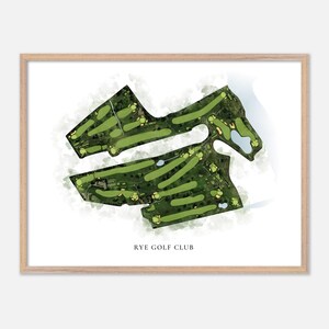 Rye Golf Club in Rye, New York - klassische Aquarell-Karte | Golfer Geschenk, Golf Wandkunst, Golf Poster Druck, Platz Layout