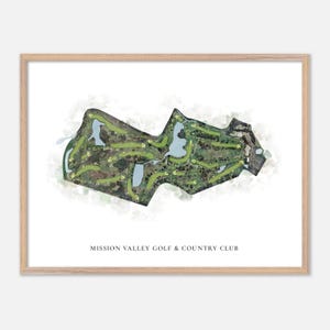 Mission Valley Golf & Country Club in Nokomis, Florida: klassieke aquarelkaart | Golfcadeau, golfmuurkunst, golfposterprint