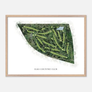 Elks Country Club a Rosemount, Ohio - Mappa classica ad acquerello / Regalo per golfisti, Arte murale per golf, Stampa poster per golf, Layout del campo