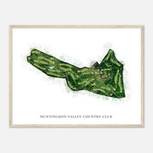Huntingdon Valley Country Club, Pennsylvania - Klassieke aquarelkaart | Golfer cadeau, golf kunst aan de muur, golf poster print, baanindeling