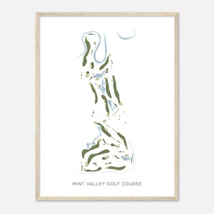 Mint Valley Golf Course, Washington - Moderne aquarelkaart | Golfer cadeau, golf kunst aan de muur, golf poster print, baanindeling