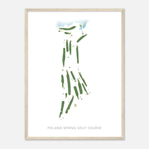 Pologne Spring Golf Course, Maine - Carte aquarelle moderne | Cadeau golfeur, oeuvre d'art murale de golf, impression d'affiche de golf, aménagement du parcours