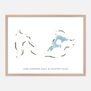 Lake Diamond Golf & Country Club in Ocala, Florida: moderne aquarelkaart | Golfcadeau, golfmuurkunst, golfposterprint, baanindeling