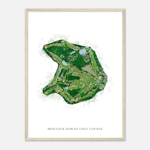 Montauk Downs Golf Course, New York - Classic Watercolor Map | Golfer Gift, Golf Wall Art, Golf Poster Print, Course Layout