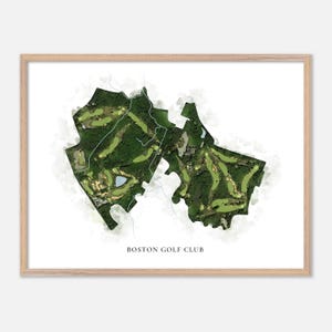 Boston Golf Club in Hingham, Massachusetts - Klassische Aquarell Karte | Golfer Geschenk, Golf Wandkunst, Golf Poster Druck, Platz Layout