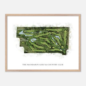 The Mandarin Golf & Country Club a , Canada - Mappa classica ad acquerello / Regalo per golfisti, Arte murale per golf, Stampa poster per golf, Layout del campo