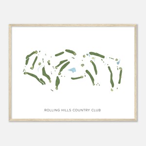 Rolling Hills Country Club, Kentucky - Mappa acquerello moderna / Regalo per golfista, Arte da parete per il golf, Stampa poster di golf, Layout del campo