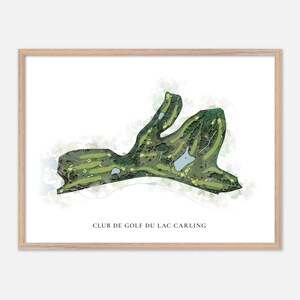 Club de Golf du Lac Carling in , Kanada - Klassische Aquarell Landkarte | Golfer Geschenk, Golf Wandkunst, Golf Poster Druck, Platz Layout