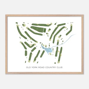 Old York Road Country Club à Spring House, Pennsylvanie - Carte aquarelle moderne | Cadeau de golfeur, oeuvre d'art murale de golf, impression d'affiche de golf
