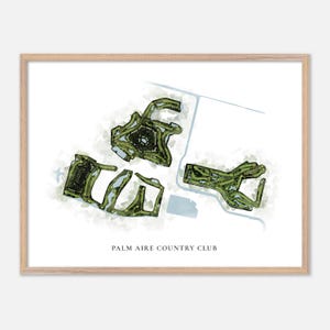 Palm Aire Country Club in Pompano Beach, Florida: klassieke aquarelkaart | Golfcadeau, golfmuurkunst, golfposterprint, baanindeling