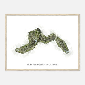 Gemalte Desert Golf Club, Nevada - Klassische Aquarell Karte | Golfer Geschenk, Golf Wandkunst, Golf Poster Druck, Platz Layout