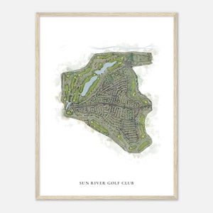 Sun River Golf Club, Utah - Classic Watercolor Map | Golfer Gift, Golf Wall Art, Golf Poster Print, Course Layout