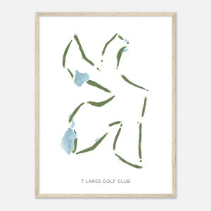 7 Lakes Golf Club, North Carolina - Modern Watercolor Map | Golfer Gift, Golf Wall Art, Golf Poster Print, Course Layout