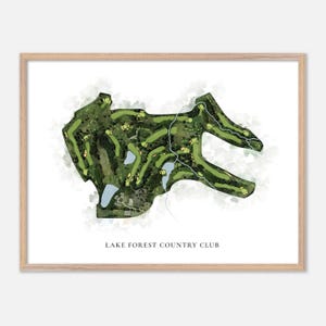 Lake Forest Country Club in Lake Saint Louis, Missouri - Klassische Aquarell-Karte | Golfer Geschenk, Golf Wandkunst, Golf Poster Druck