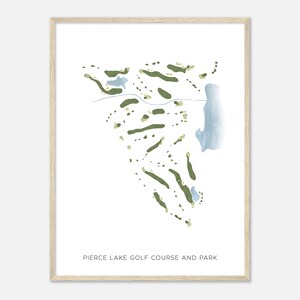 Pierce Lake golfbaan en park, Michigan - moderne aquarelkaart | Golfer cadeau, golf kunst aan de muur, golf poster print, baanindeling