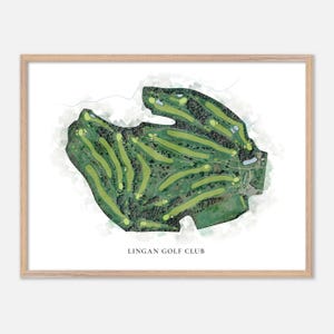 Lingan Golf Club in Grand Lake Road, Canada: klassieke aquarelkaart | Golfcadeau, golfmuurkunst, golfposterprint, baanindeling