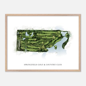 Springfield Golf & Country Club a Guelph, Canada - Mappa classica ad acquerello / Regalo per golfisti, Arte murale per golf, Stampa poster per golf, Layout del campo