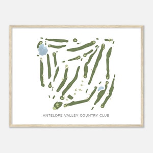 Antelope Valley Country Club, Californië - moderne aquarelkaart | Golfer cadeau, golf kunst aan de muur, golf poster print, baanindeling