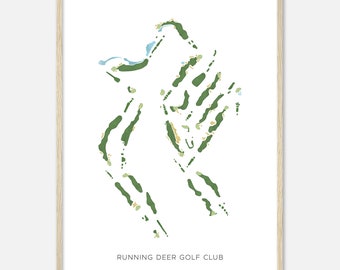 Running Deer Golf Club, New Jersey Modern Watercolor Map Golfer Gift,  Golf Wall Art, Golf Poster Print, Course Layout