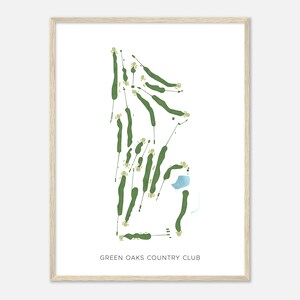Green Oaks Country Club, Pennsylvania - Mappa acquerello moderna / Regalo per golfisti, Arte da parete per golf, Stampa poster di golf, Layout del campo