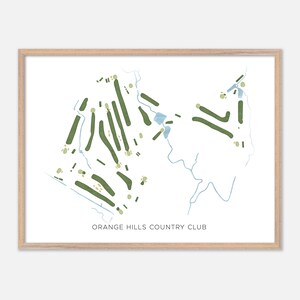 Orange Hills Country Club in Orange, Conneticut - Moderne Aquarell Karte | Golfer Geschenk, Golf Wandkunst, Golf Poster Druck, Platz Layout