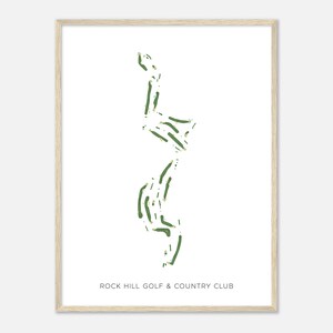 Rock Hill Golf & Country Club, New York - Carte aquarelle moderne | Cadeau golfeur, oeuvre d'art murale de golf, impression d'affiche de golf, aménagement du parcours