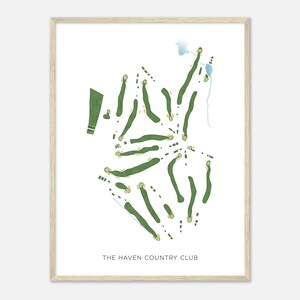 The Haven Country Club, Massachusetts - Mappa acquerello moderna / Regalo per golfisti, Arte da parete per golf, Stampa poster di golf, Layout del campo