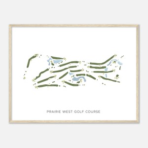 Prairie West Golf Club, North Dakota - Moderne Aquarell Landkarte | Golfer Geschenk, Golf Wandkunst, Golf Poster Druck, Platz Layout