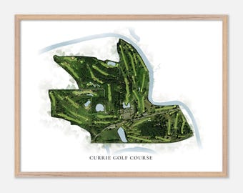 Currie Golf Course in Midland, Michigan - Classic Watercolor Map | Golfer Gift, Golf Wall Art, Golf Poster Print, Course Layout