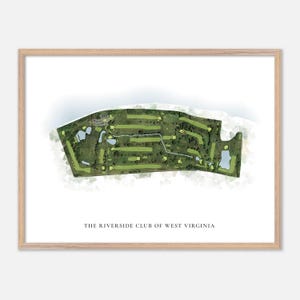 Der Riverside Club von West Virginia in Mason, West Virginia - Klassische Aquarell-Karte | Golfer Geschenk, Golf Wandkunst, Golf Poster Druck