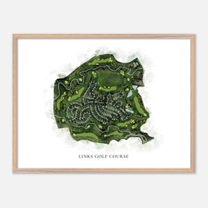 Links-golfbaan in Littleton, Colorado: klassieke aquarelkaart | Golfcadeau, golfmuurkunst, golfposterprint, baanindeling