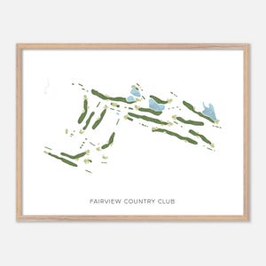 Fairview Country Club in Greenwich, Connecticut - Modern Watercolor Map | Golfer Gift, Golf Wall Art, Golf Poster Print, Course Layout