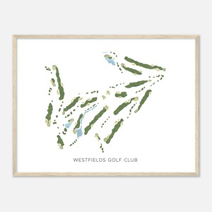 Westfields Golf Club, Virginia - Modern Watercolor Map | Golfer Gift, Golf Wall Art, Golf Poster Print, Course Layout