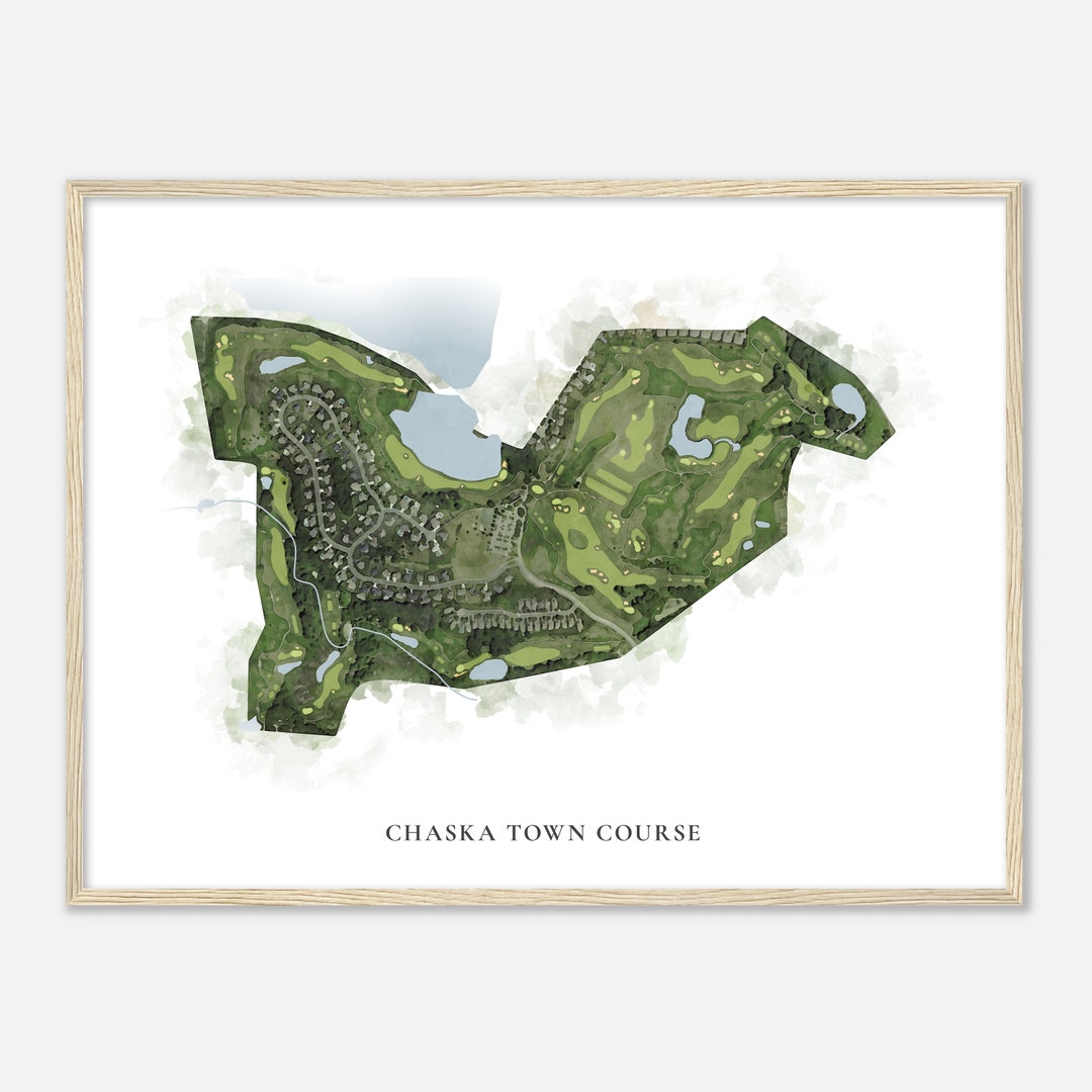 Chaska Town Course, Minnesota Classic Watercolor Map Golfer Gift, Golf