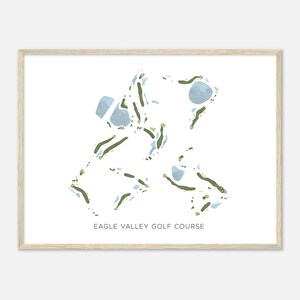 Eagle Valley Golf Course, Minnesota - Moderne aquarelkaart | Golfer cadeau, golf kunst aan de muur, golf poster print, baanindeling