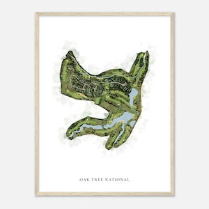 Oak Tree National, Oklahoma - Klassische Aquarell-Karte | Golfer Geschenk, Golf Wandkunst, Golf Poster Druck, Platz Layout