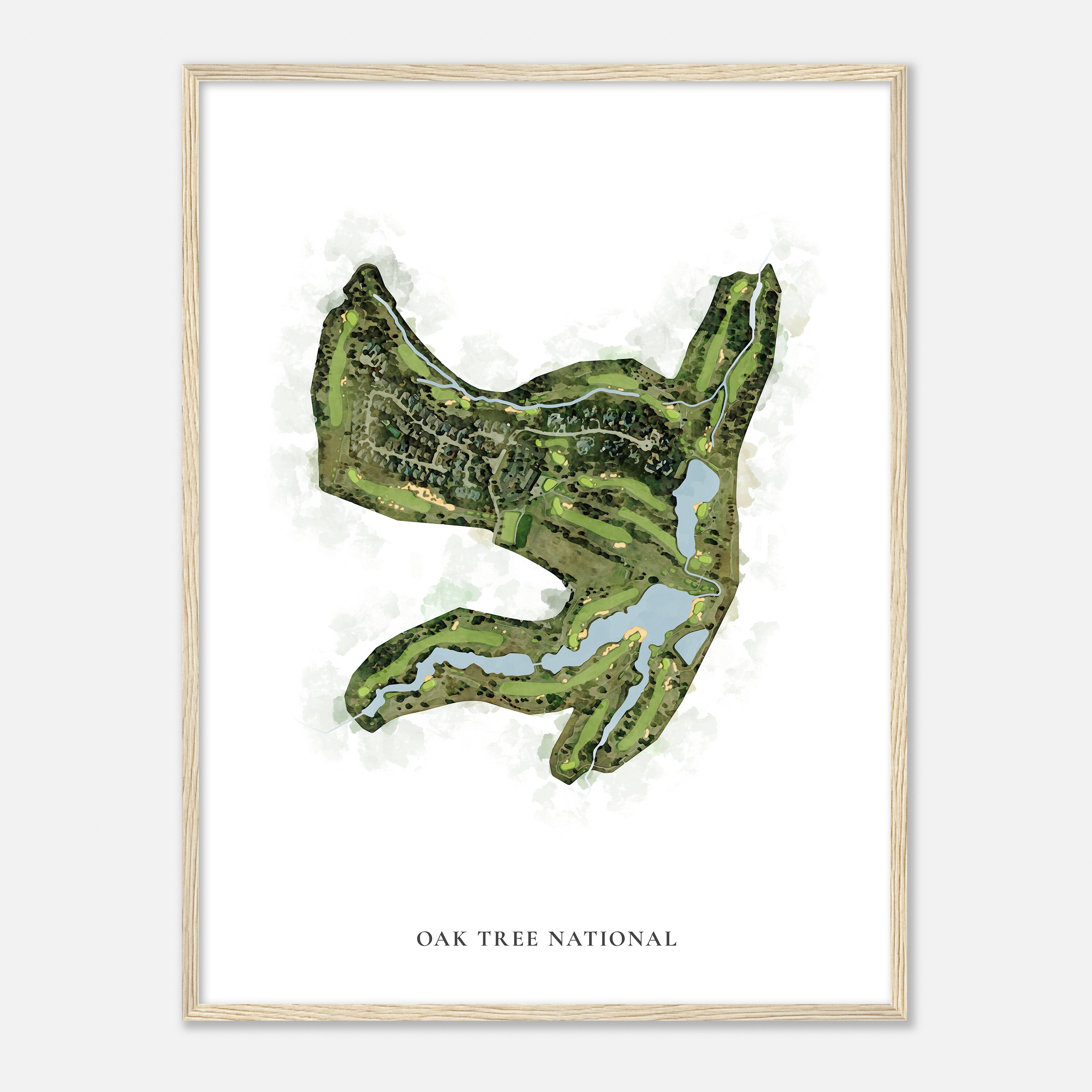 Oak Tree National, Oklahoma - Classic Watercolor Map | Golfer Gift, Golf Wall Art, Golf Poster Print, Course Layout