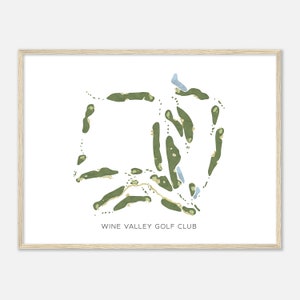 Wine Valley Golf Club, Washington - Moderne aquarelkaart | Golfer cadeau, golf kunst aan de muur, golf poster print, baanindeling