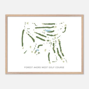 Forest Akers West Golf Club in East Lansing, MI - Moderne Aquarell Landkarte | Golfer Geschenk, Golf Wandkunst, Golf Poster Druck