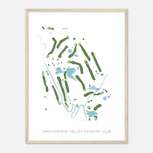Candlewood Valley Country Club, Connecticut - moderne aquarelkaart | Golfer cadeau, golf kunst aan de muur, golf poster print, baanindeling