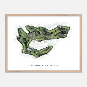 Statesville Country Club a Statesville, North Carolina - Mappa classica ad acquerello / Regalo per golfisti, Arte murale per golf, Stampa poster per golf