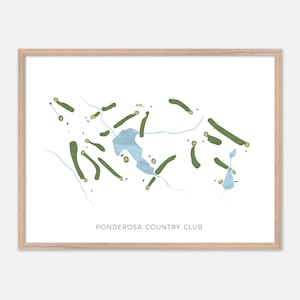 Ponderosa Country Club a Leesville, Carolina del Sud - Mappa moderna ad acquerello / Regalo per golfisti, Arte murale per golf, Stampa poster per golf