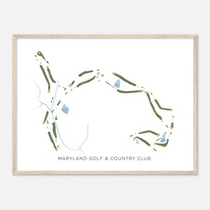 Maryland Golf & Country Club, Maryland - Moderne Aquarell Landkarte | Golfer Geschenk, Golf Wandkunst, Golf Poster Druck, Platz Layout