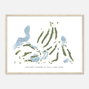 Der östliche Kurs bei Gull Lake View, MI - Moderne Aquarell Landkarte | Golfer Geschenk, Golf Wandkunst, Golf Poster Druck, Platz Layout