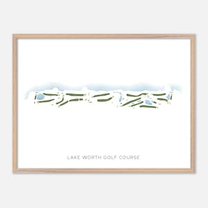 Lake Worth-golfbaan in Lake Worth, Florida: moderne aquarelkaart | Golfcadeau, golfmuurkunst, golfposterprint, baanindeling