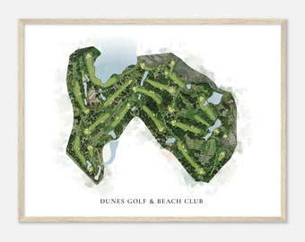 Dunes Golf & Beach Club, South Carolina - Classic Watercolor Map | Golfer Gift, Golf Wall Art, Golf Poster Print, Course Layout