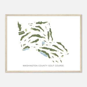 Washington County Golf Club, Wisconsin - Moderne Aquarell Landkarte | Golfer Geschenk, Golf Wandkunst, Golf Poster Druck, Platz Layout