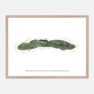 The Painted Valley Course bij Promontory Club in Peoa, Utah: klassieke aquarelkaart | Golfcadeau, golfmuurkunst, golfposterprint