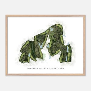 Dominion Valley Country Club in Haymarket, Virginia: klassieke aquarelkaart | Golfcadeau, golfmuurkunst, golfposterprint, baanindeling