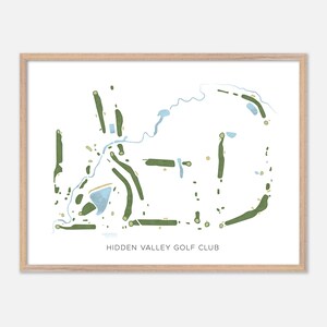 Hidden Valley-golfclub in Lincoln, Nebraska: moderne aquarelkaart | Golfcadeau, golfmuurkunst, golfposterprint, baanindeling